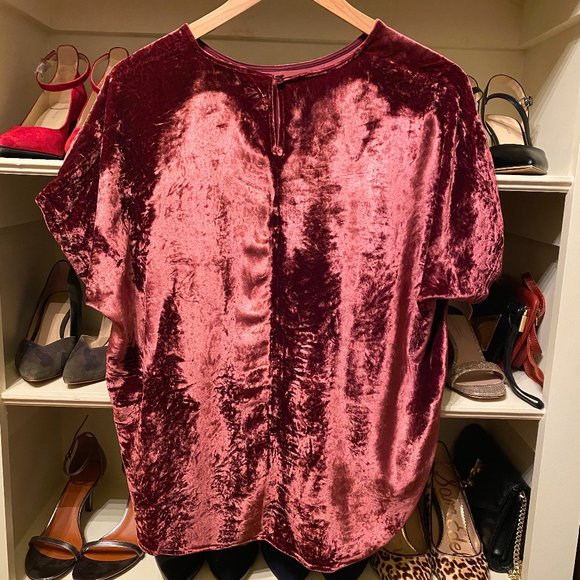 Madewell Cabernet Burgundy Velvet Short-Sleeve Top - Picture 10 of 10